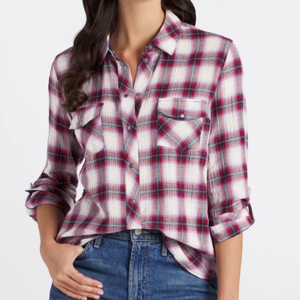 KUT FROM THE KLOTH Boylen Relaxed Button Down
Woven Top - XS - Red